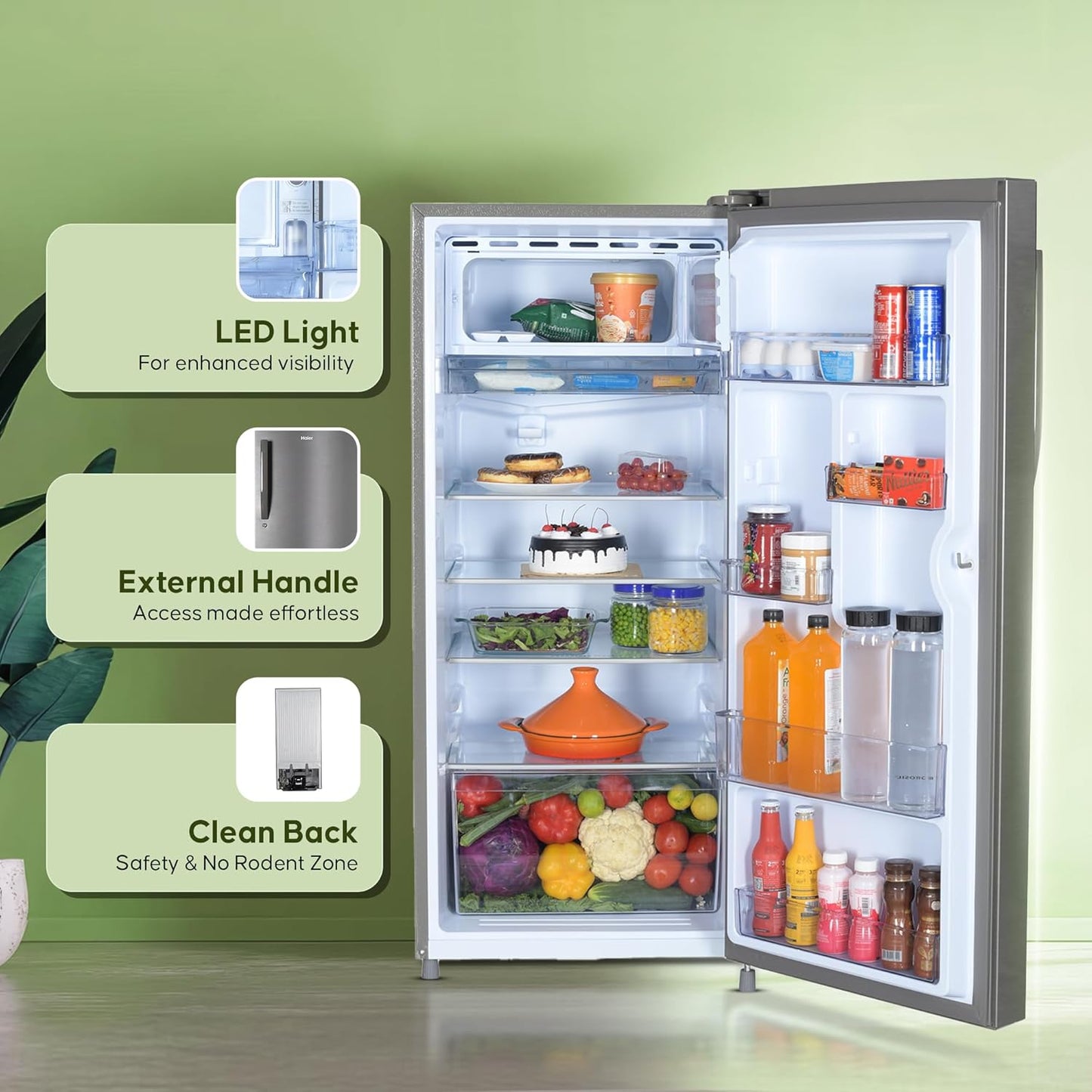 Haier 190L 4 star Single Door Fridge (HED-204DS-P, Dazzle Steel) | Used | Get Electronics