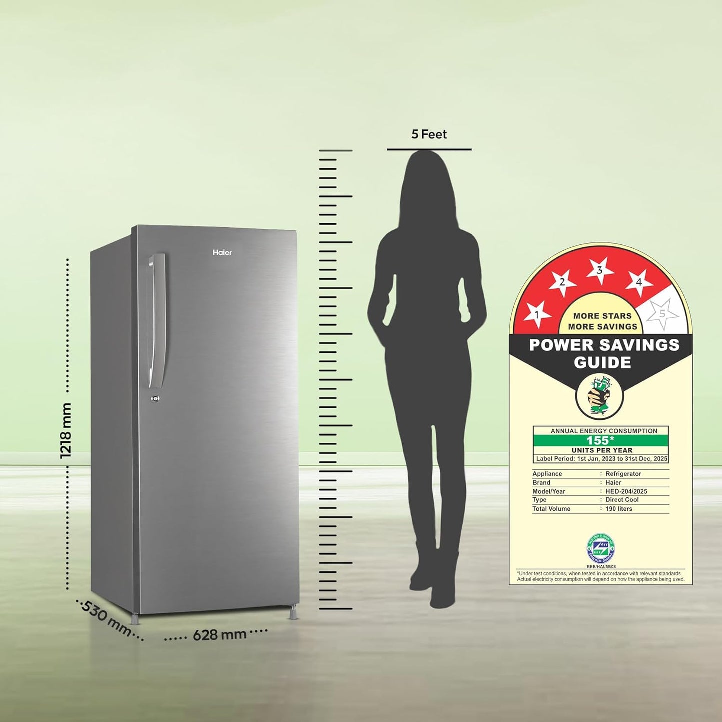 Haier 190L 4 star Single Door Fridge (HED-204DS-P, Dazzle Steel) | Used | Get Electronics