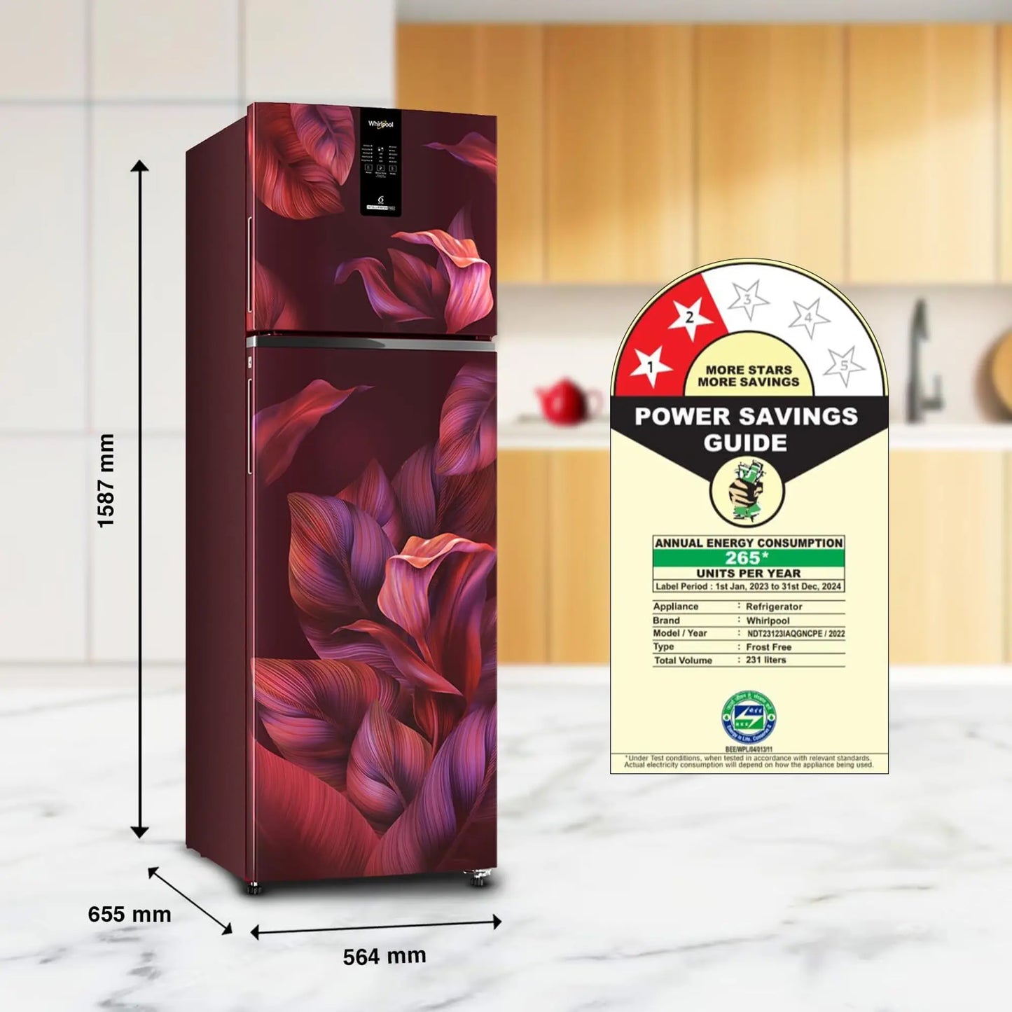 Whirlpool 231 L Frost Free Double Door 2 Star Convertible Refrigerator (Luxuria, IF PRO INV 278 WN 2S - 21971)